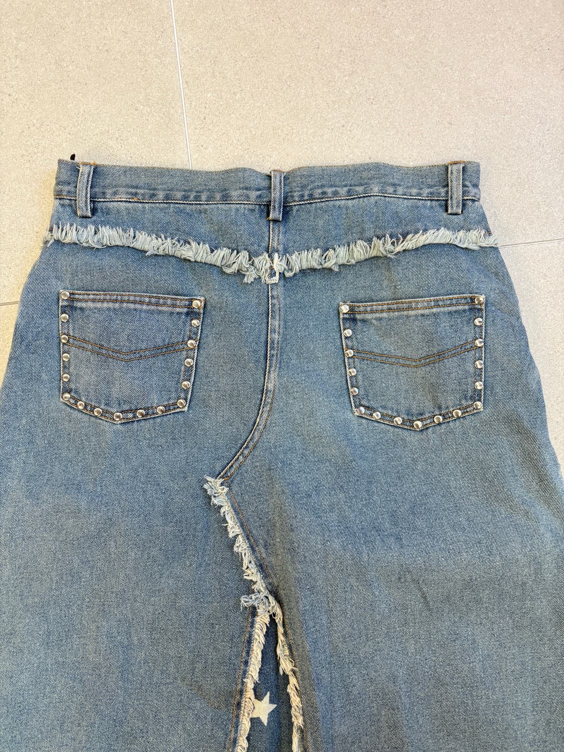 별 프린지 데님 롱스커트 상품이미지6