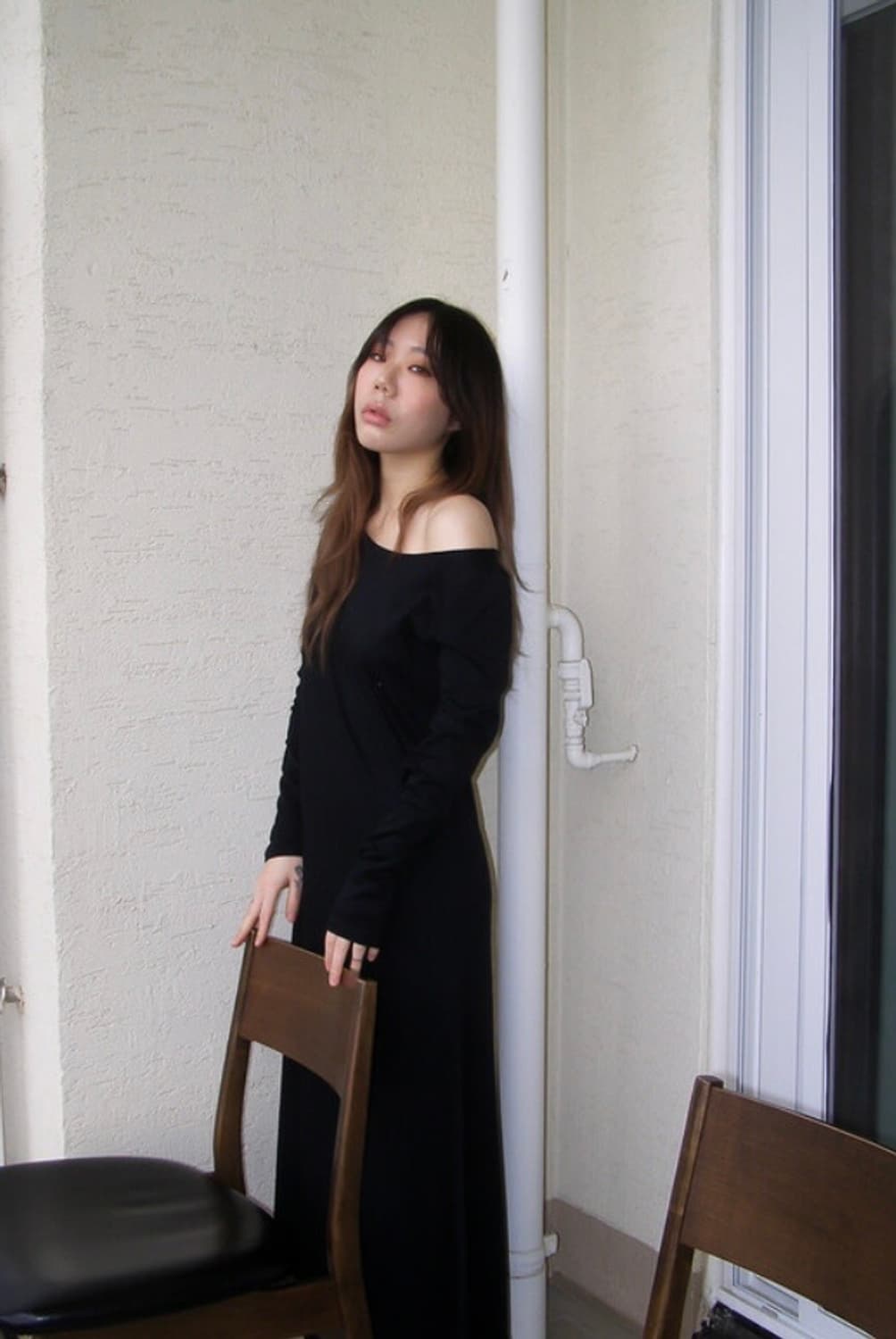 김프티 보트넥 져지 맥시 드레스 상품이미지1