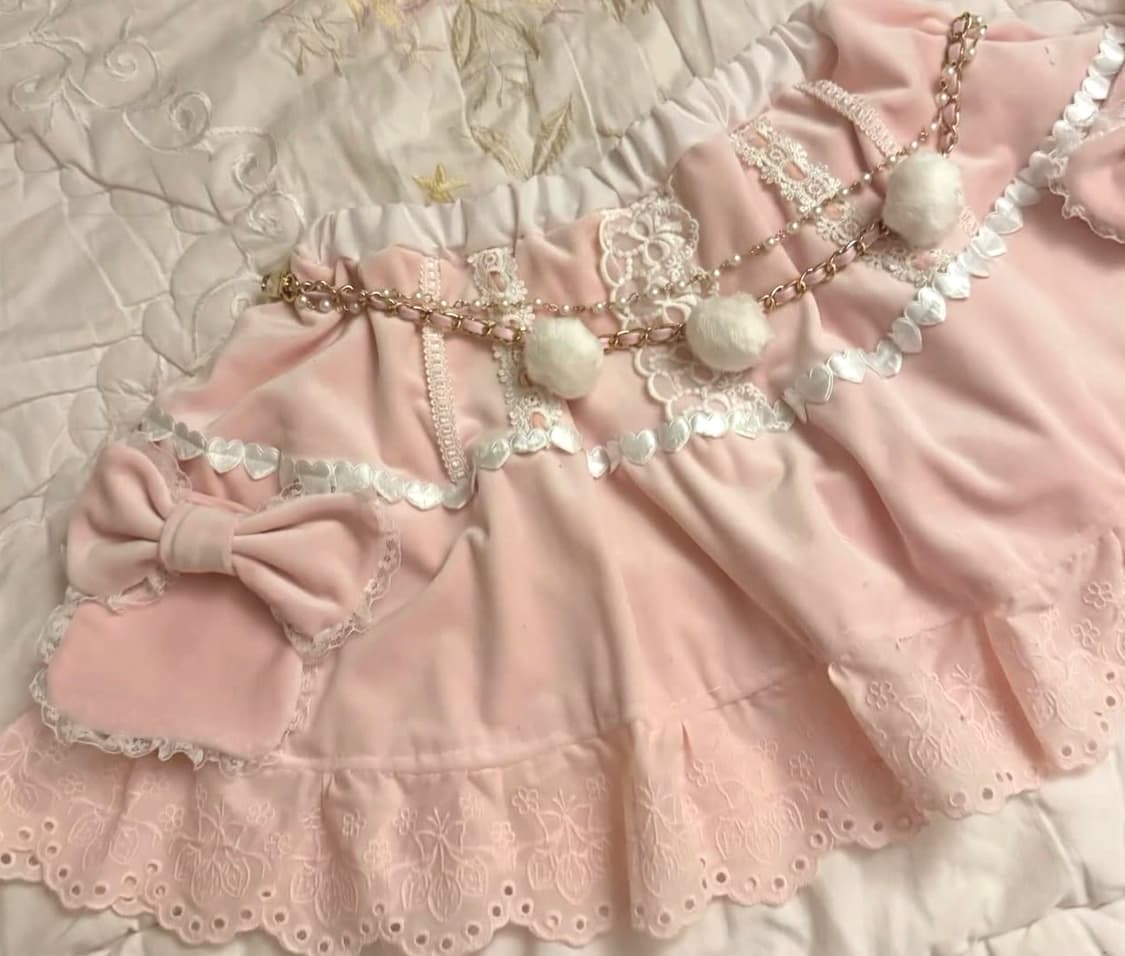 라떼갸루 히메갸루 리즈리사깔 핀터깔 폼폼이 벨트 리본 펀칭 큐롯 상품이미지2