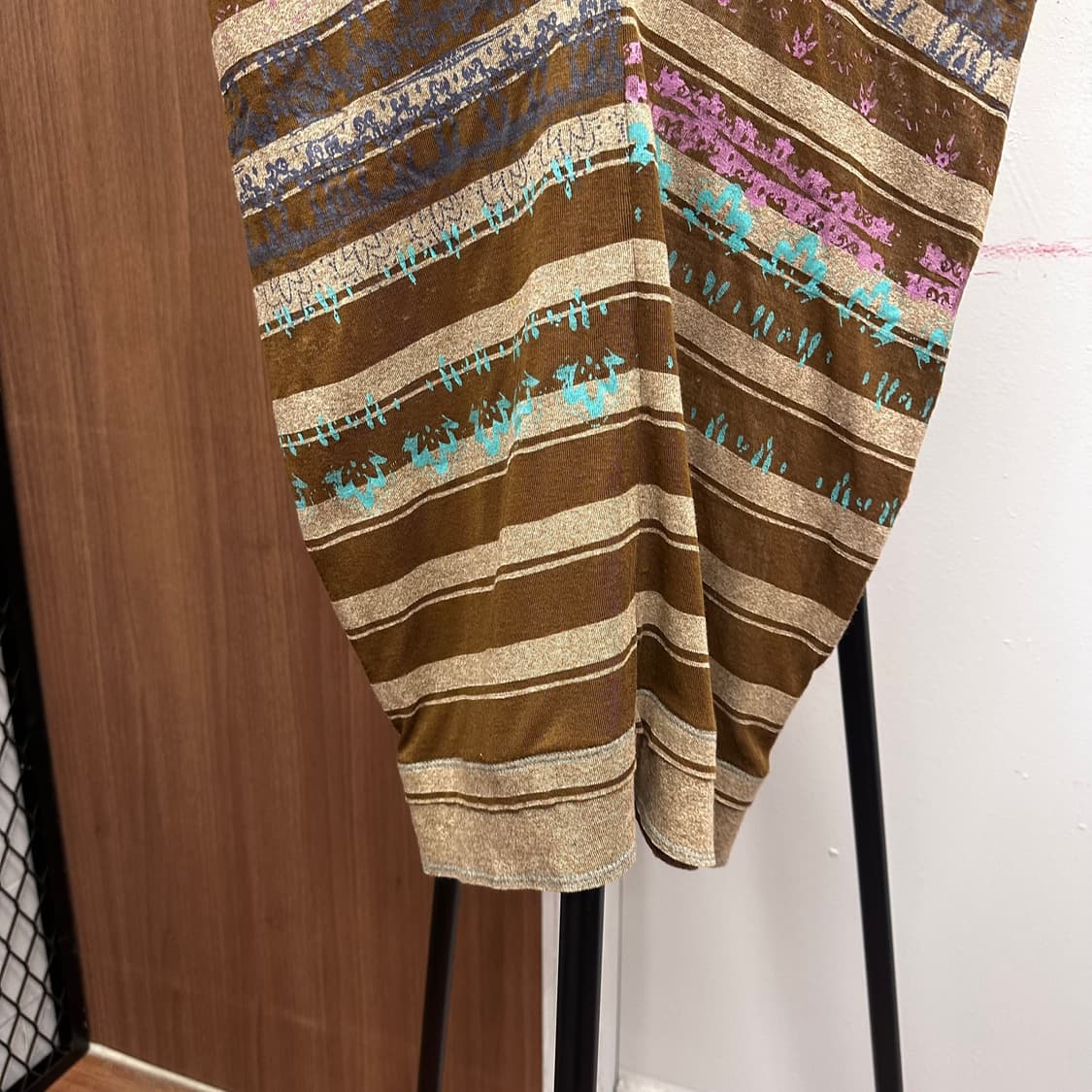 Brown Beige Striped Reprint Sheer Dress  상품이미지4