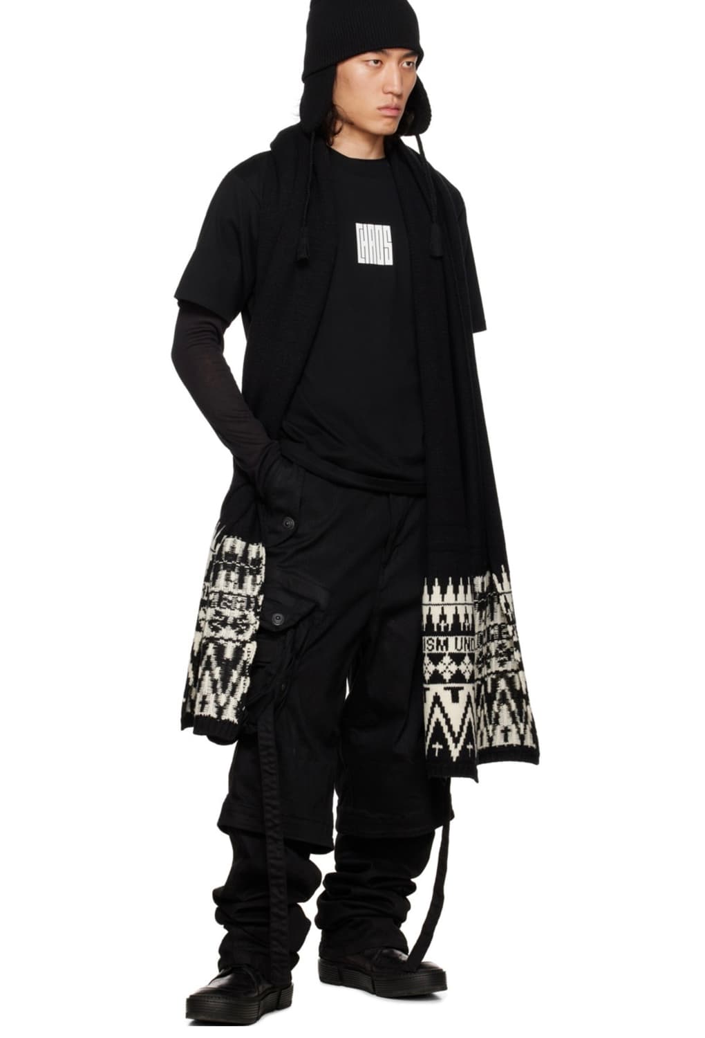 언더커버 롱 자카드 니트 로고 머플러 목도리 상품이미지1