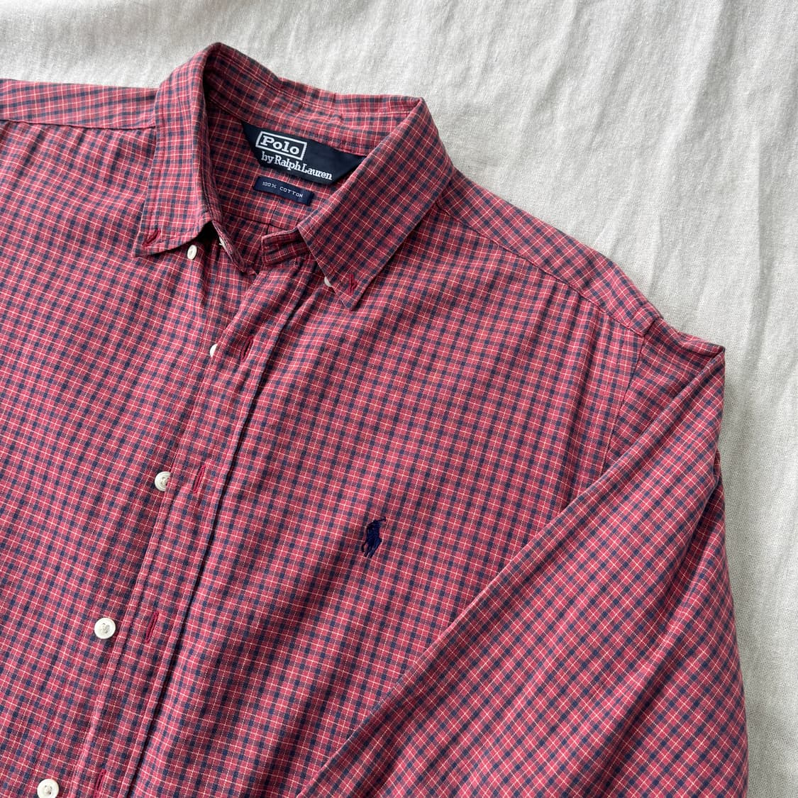 폴로랄프로렌 빈티지 usa 레드 깅엄 체크셔츠 XL 상품이미지1