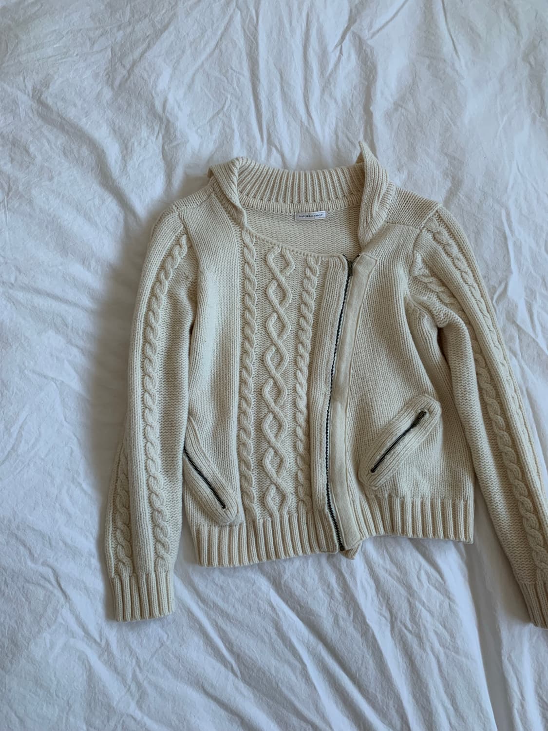 아이보리 니트 집업 상품이미지2