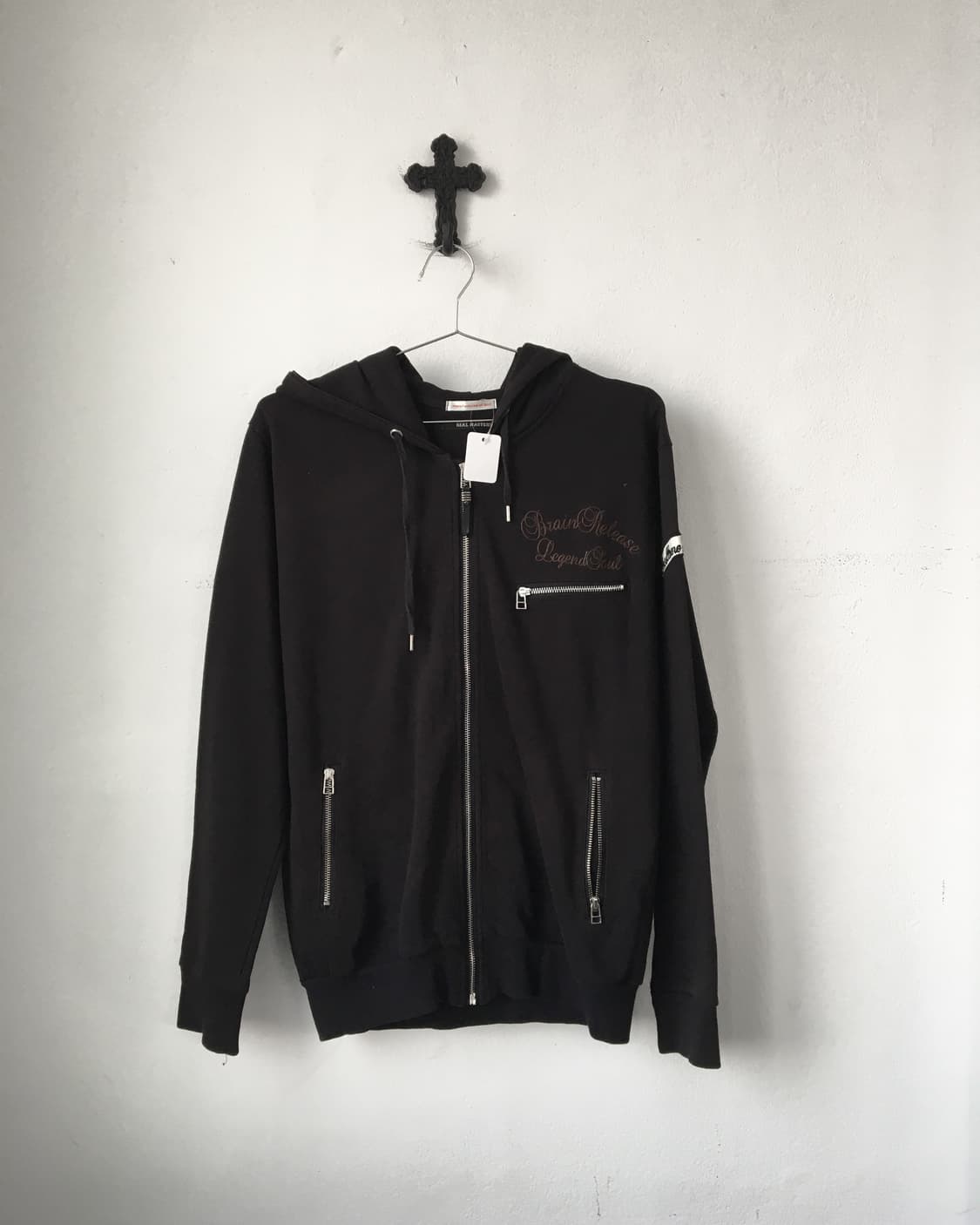 Back skull patch point hood zip pu 상품이미지3