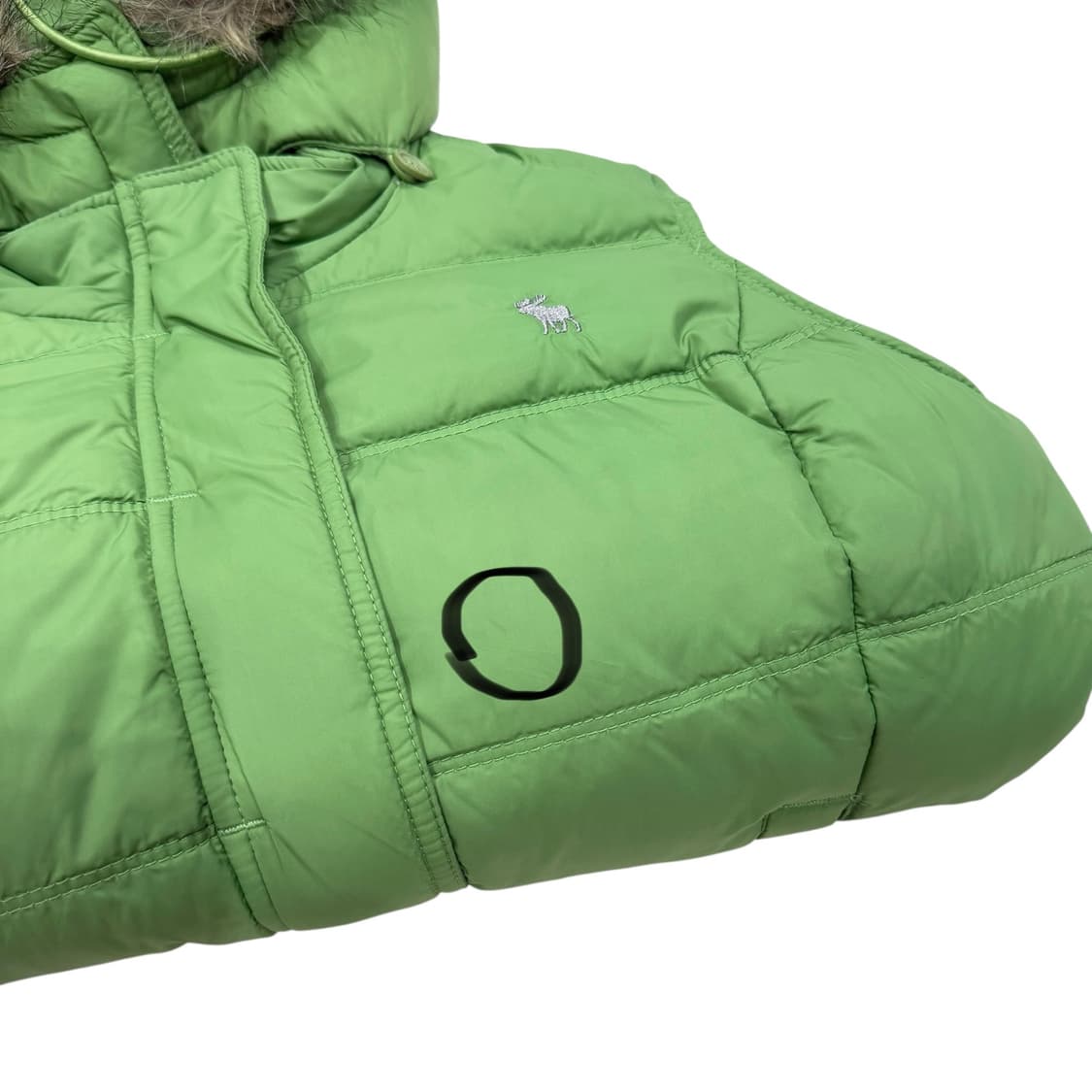 아베크롬비 빈티지 Y2K 퍼 후드 말차그린 연두 패딩조끼 베스트 M 상품이미지6