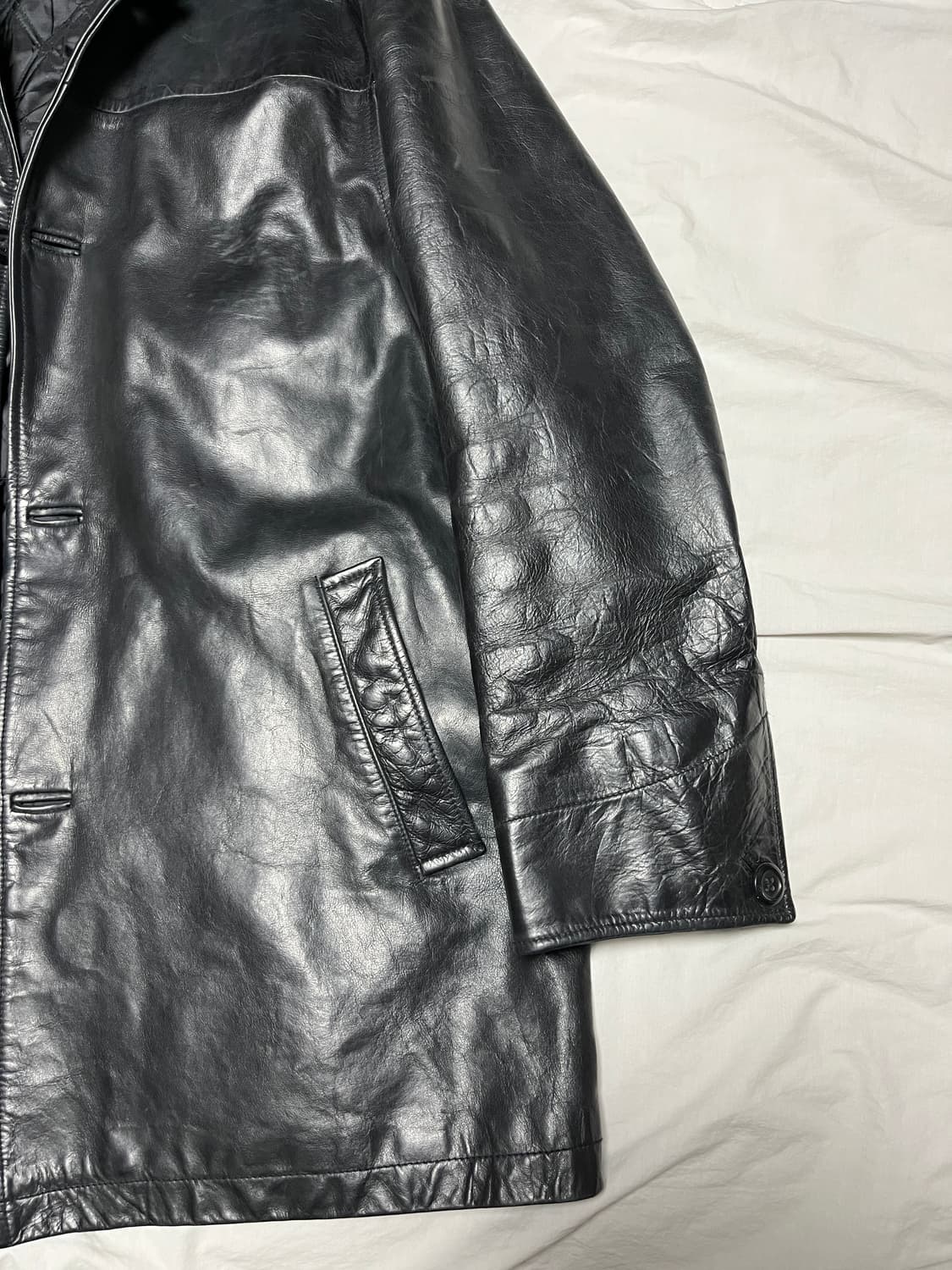 [L] GAP 올드 갭 레더 카코트 블랙 상품이미지3