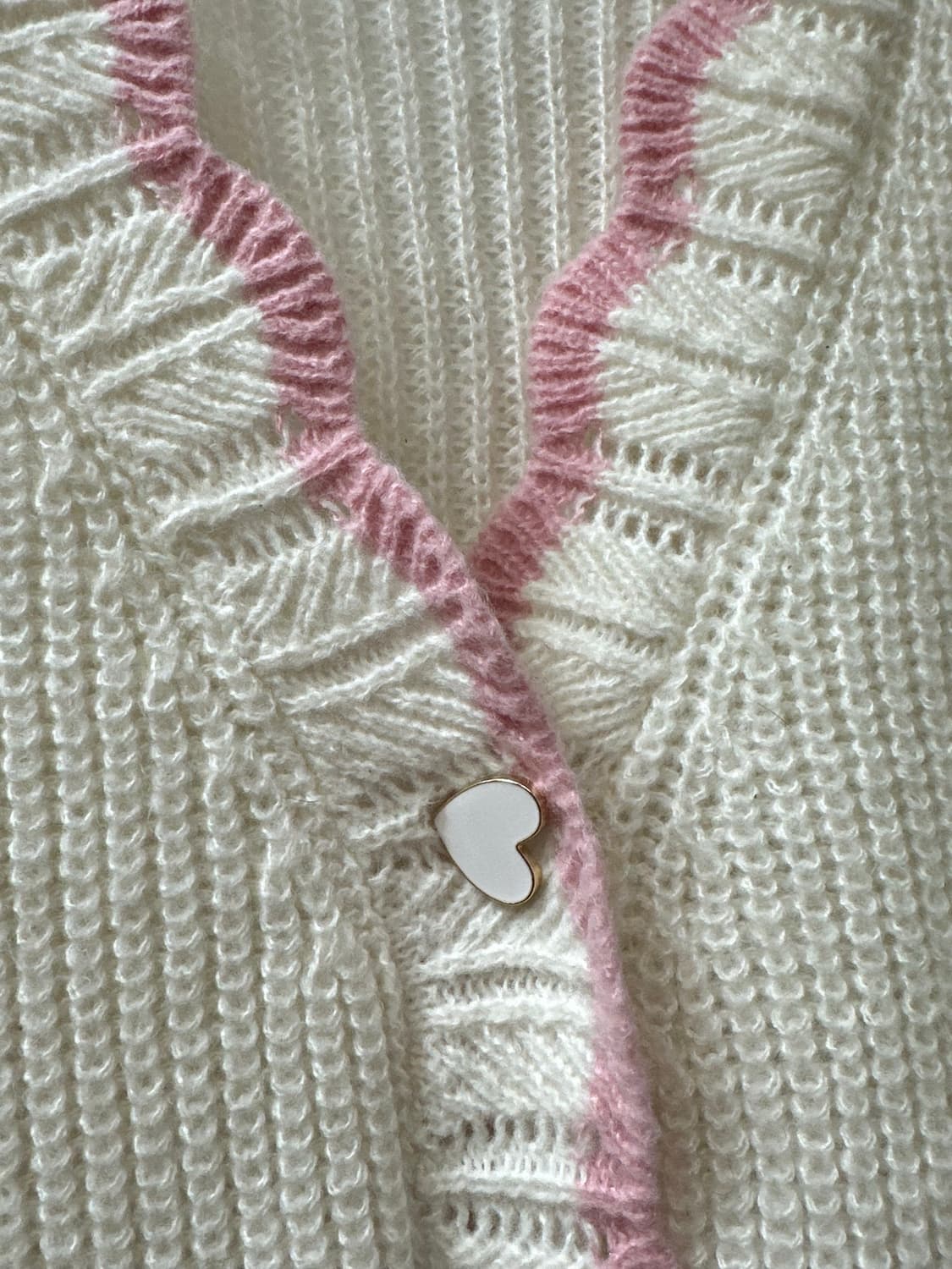 일본빈티지 핑크 스캘럽 하트버튼 니트 포켓 가디건 상품이미지4