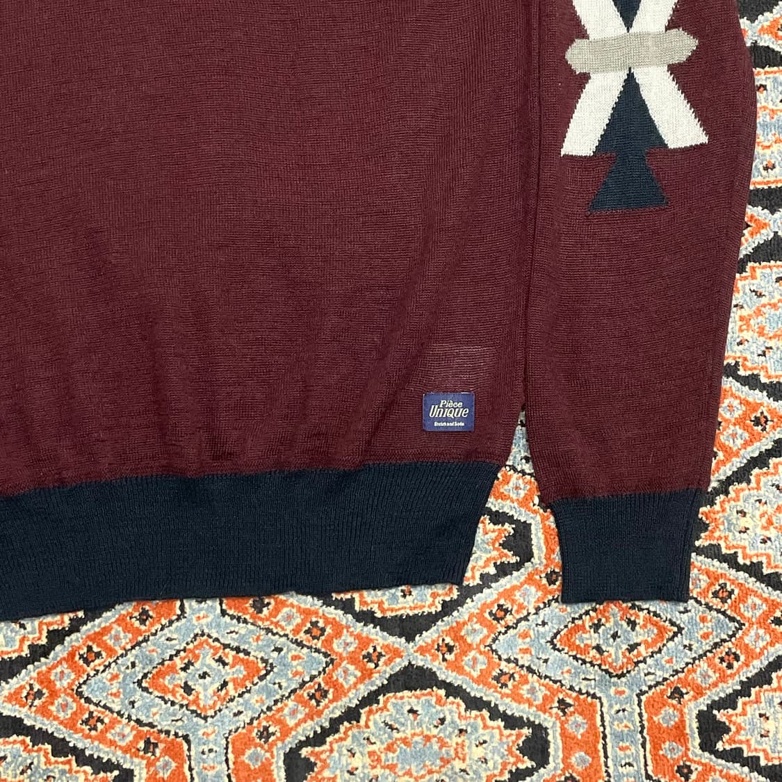  스카치앤소다 브이넥 버건디 울 혼방 니트 남성M 상품이미지2