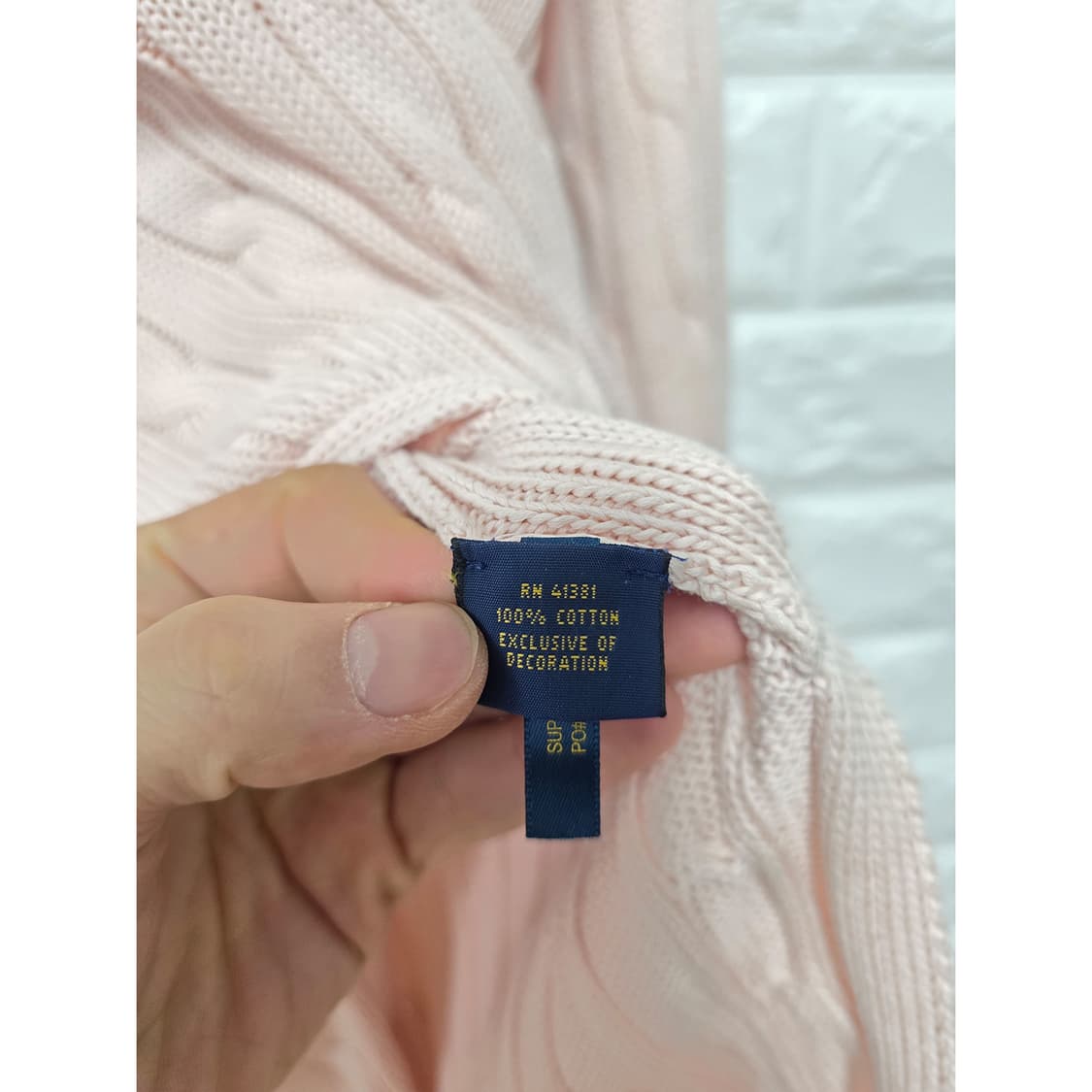 택포// 폴로 랄프로렌 핑크 꽈배기 니트 M 상품이미지3