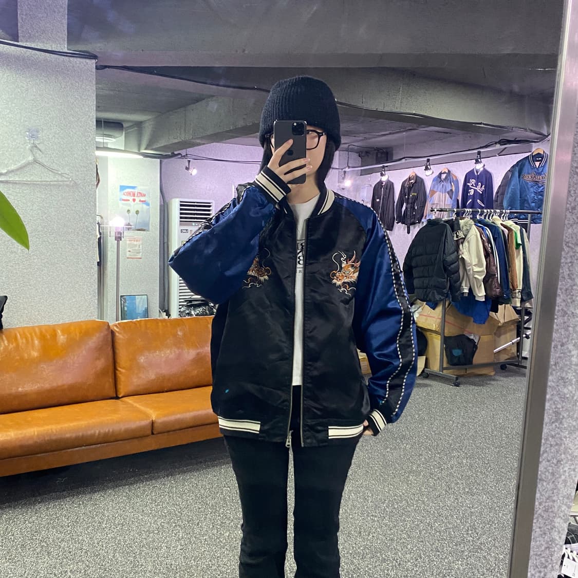 언더에어 풀 자수 배색 스카잔 B3193 상품이미지1