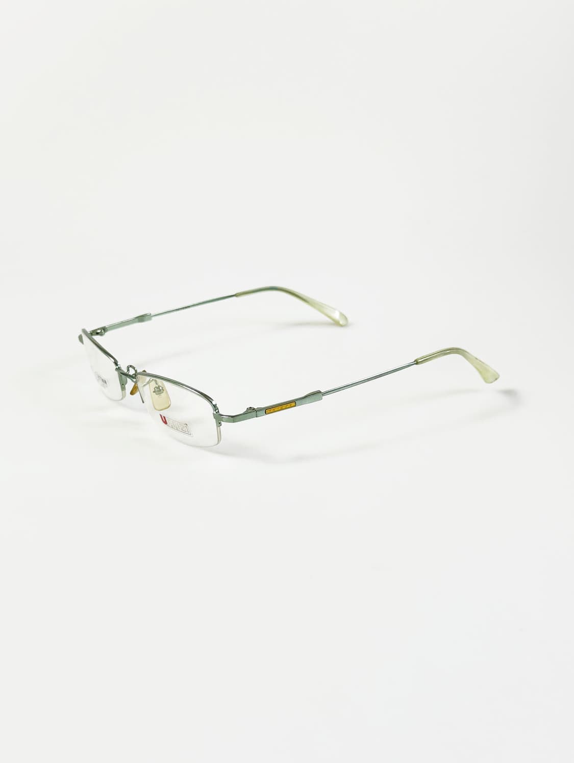 일본제 UFFIZI 반무테 스퀘어 메탈 프레임 빈티지 안경 상품이미지3