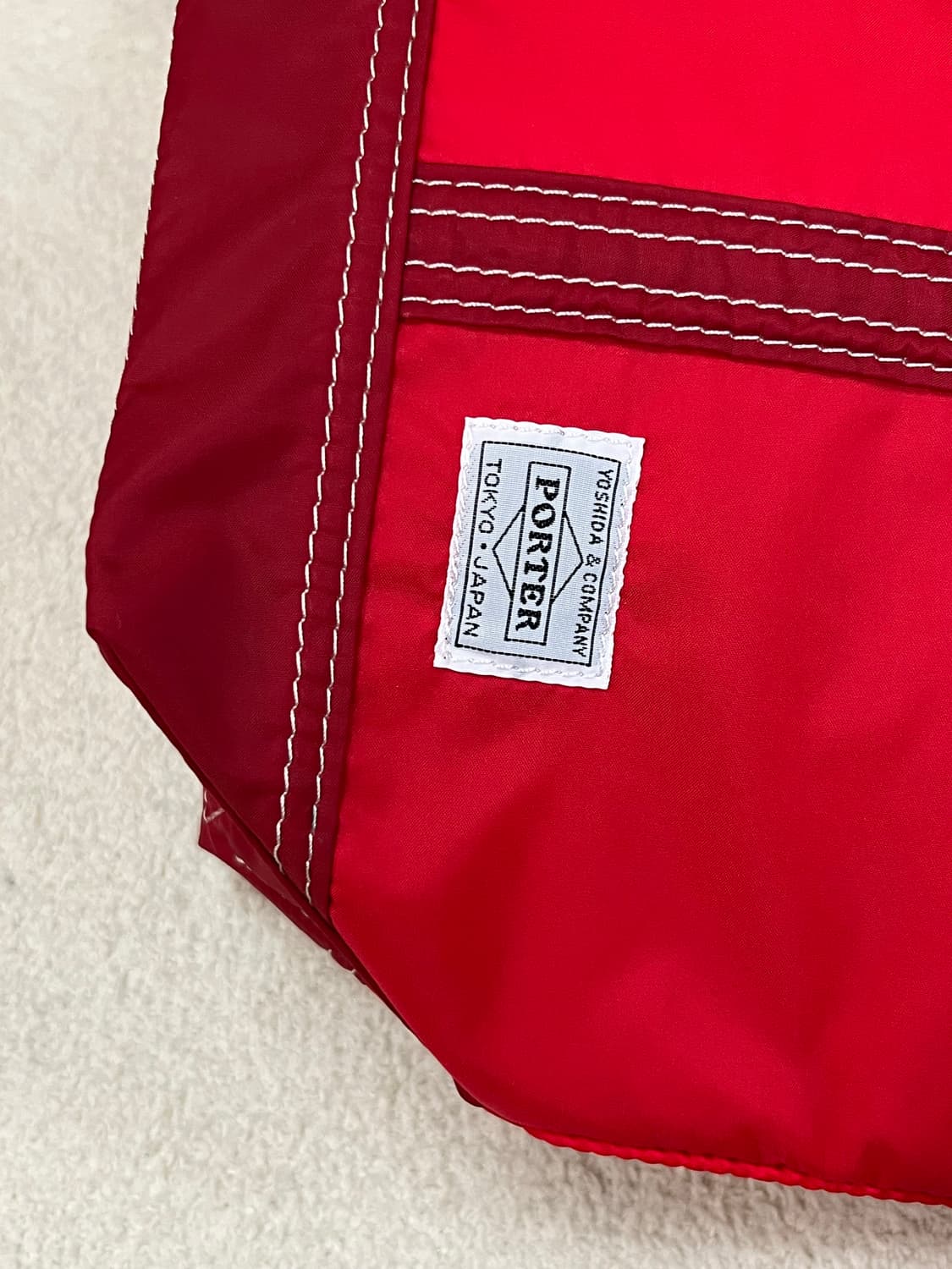 포터 화이트 스티치 토트백 레드 상품이미지6