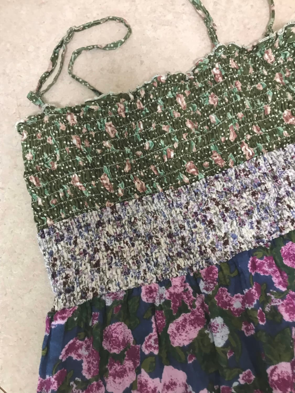 빈티지 모리걸 하구미 말차 플라워패치 나시원피스 상품이미지2