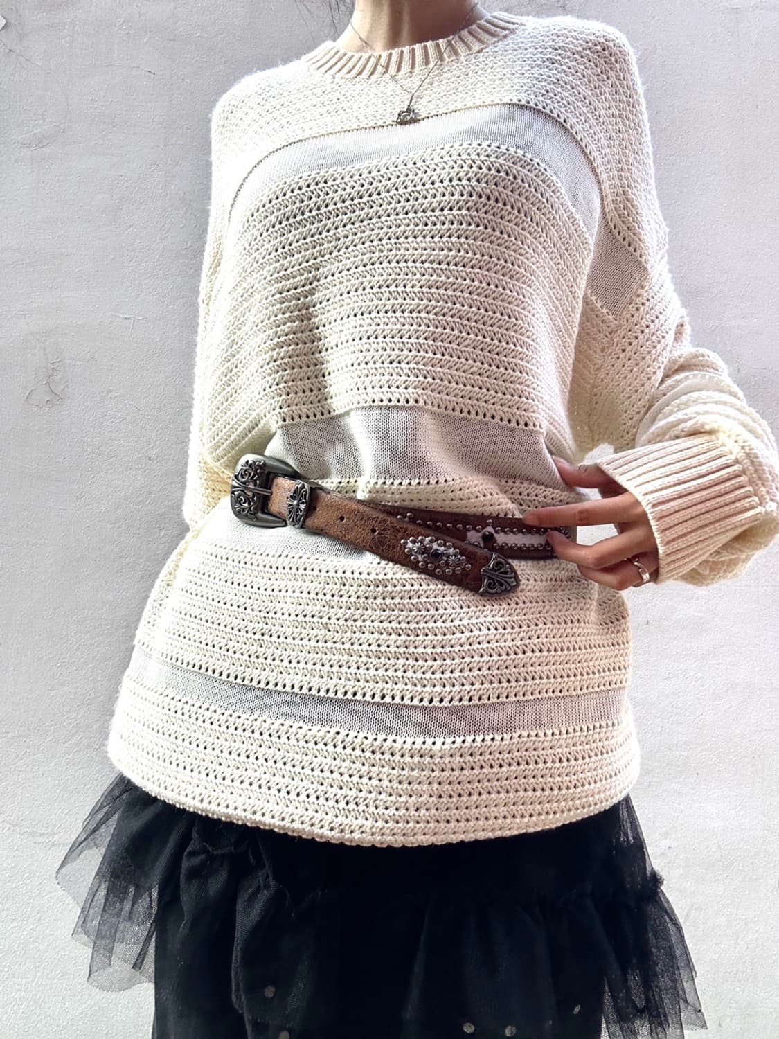 Net pennel loose knit / ivory 상품이미지6
