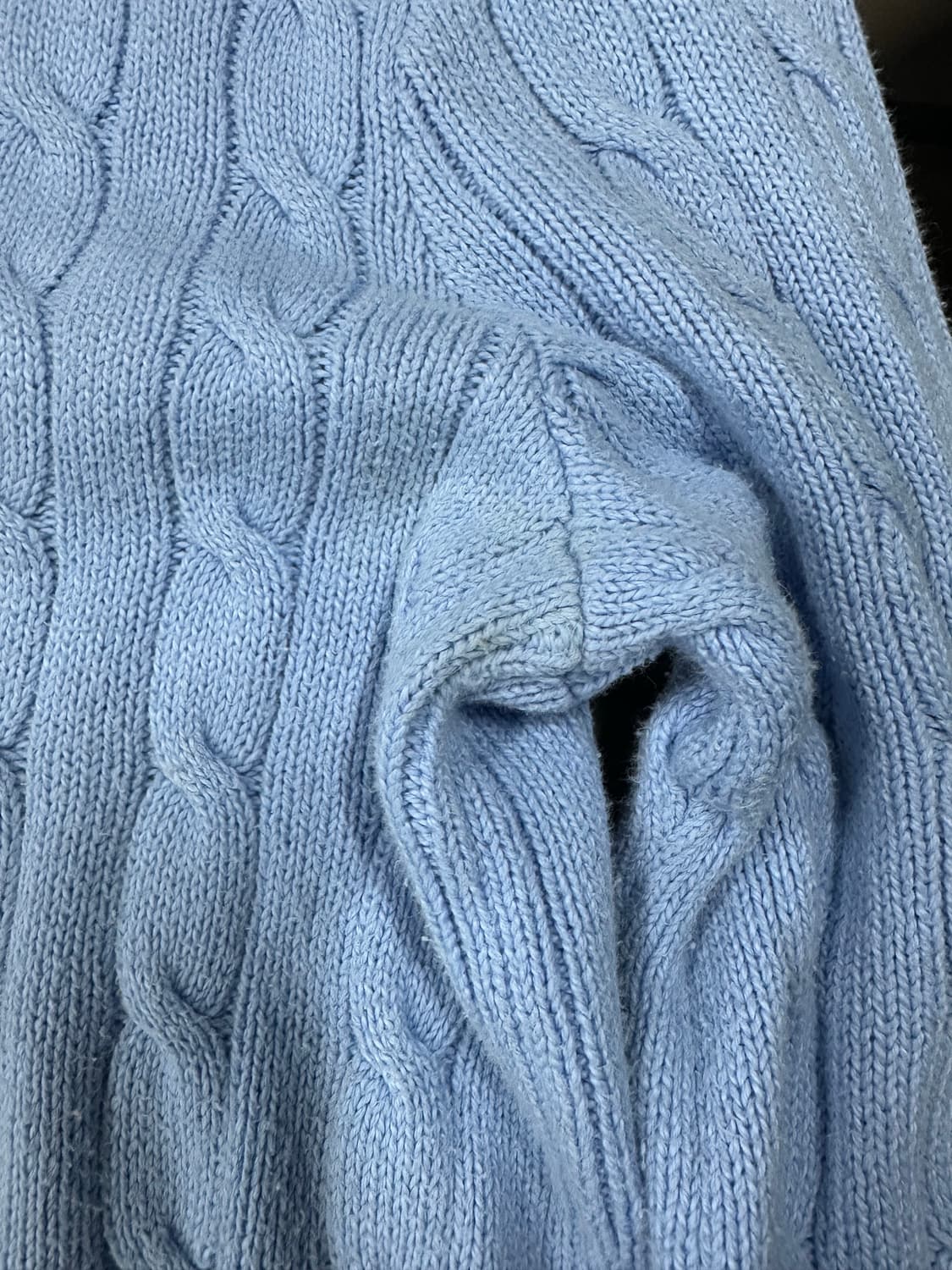  폴로 랄프 로렌 꽈배기 크루넥 소라색 니트  나혼자산다 코드쿤스트 니트 상품이미지5