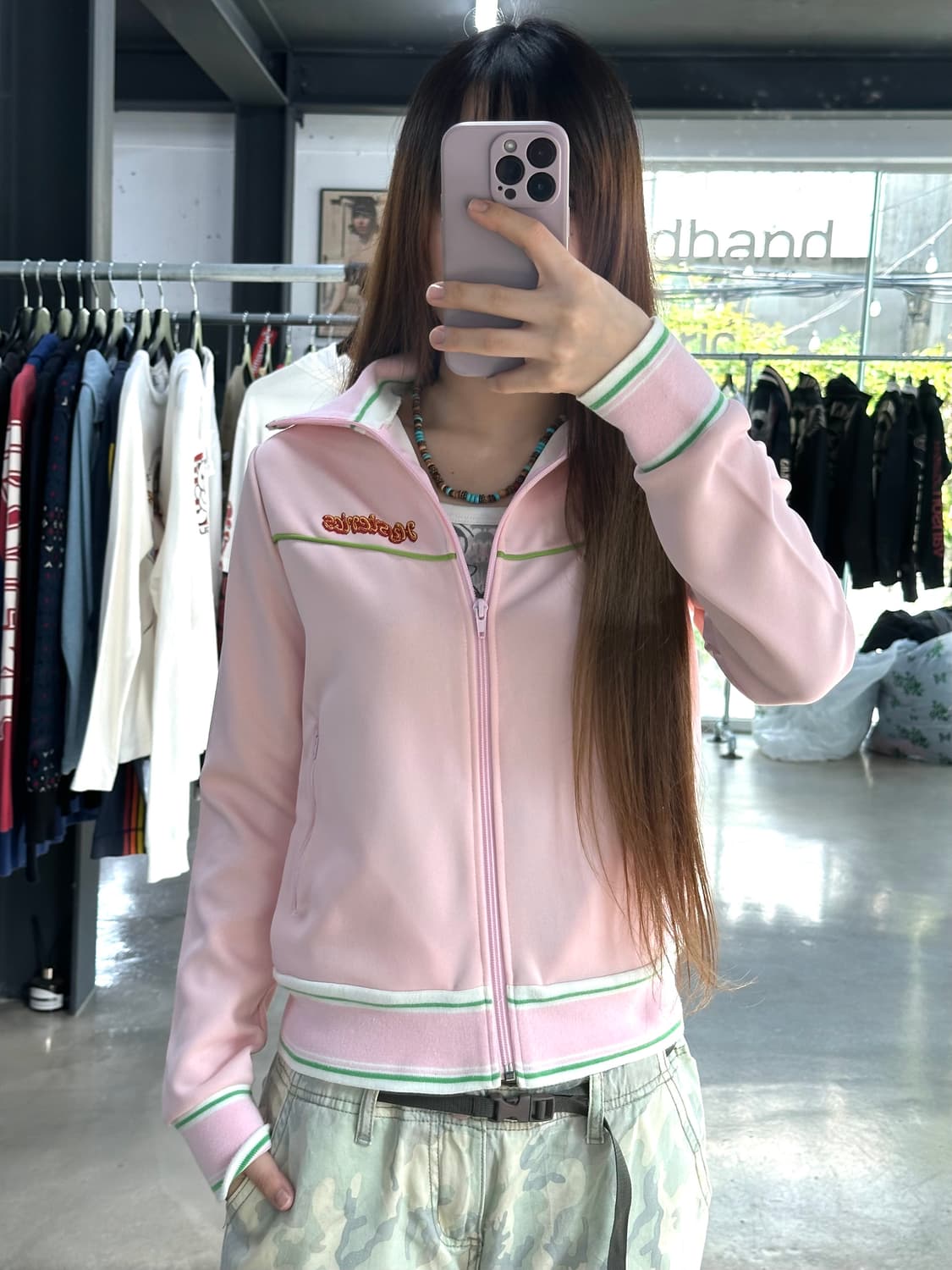 히스테릭글래머 디저트빅로고 딸기말차 하이넥 트랙져지 상품이미지1