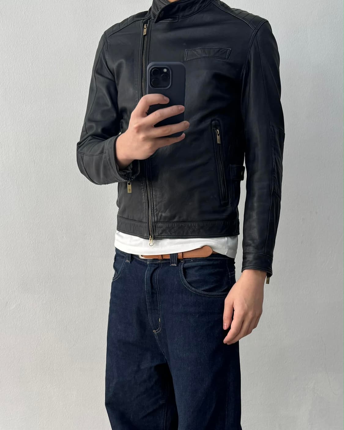 [S] 마시모두띠 비대칭 양가죽 슬림 라이더 자켓 상품이미지4