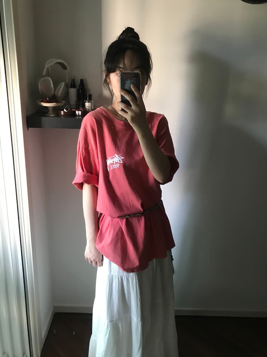 스투시 서울 스탁 로고 다홍 반팔티 상품이미지4