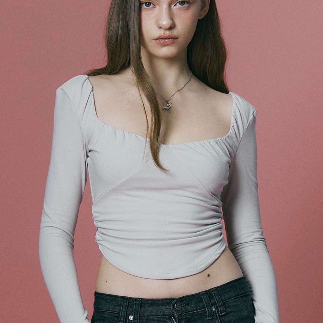 Misty Shirring Long Sleeve Top 상품이미지2
