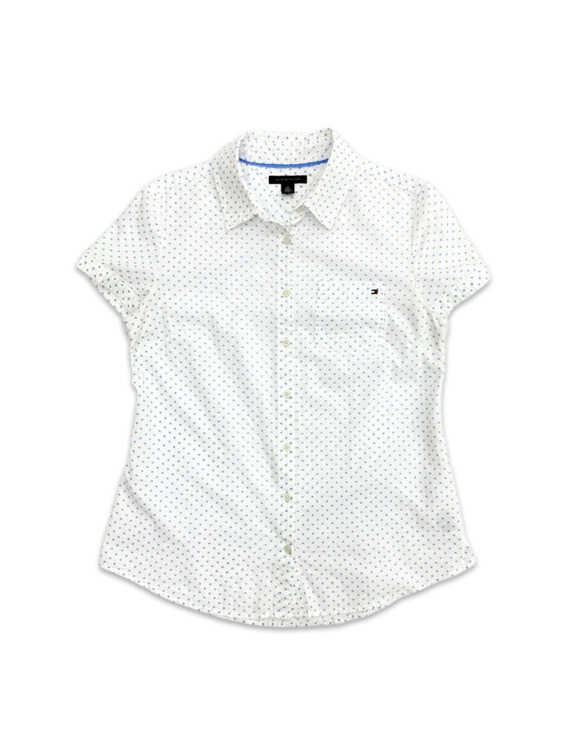 빈티지 타미 힐피거 블루 도트 반팔 라인 셔츠 상품이미지1