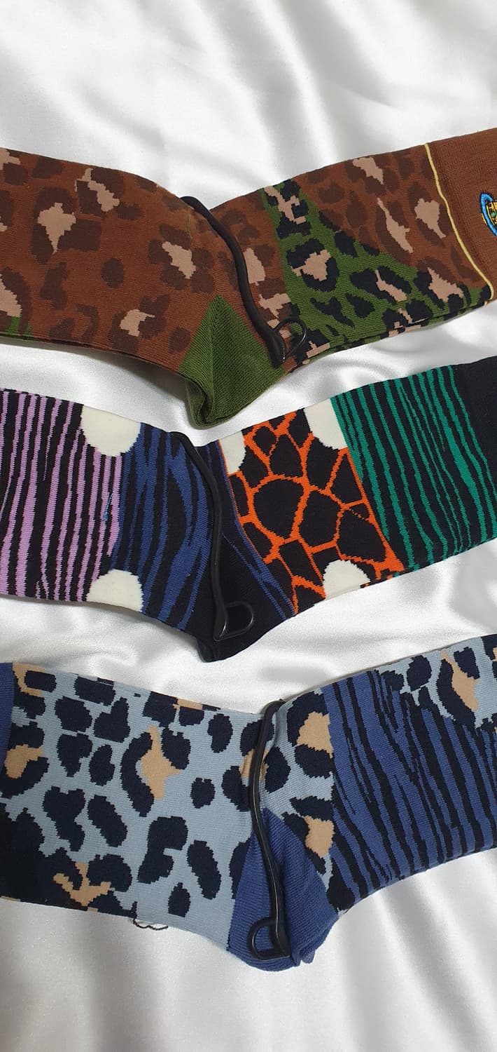 블루 퍼플 그린 호피 레오파드 말줄 패턴 비비안웨스트우드 양말  상품이미지5