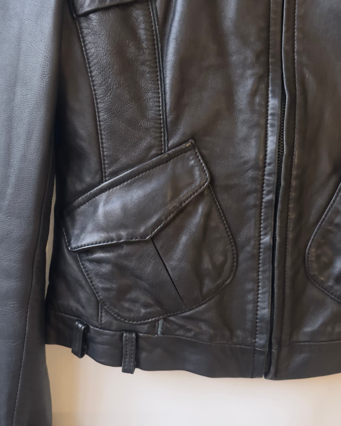 [Vintage] Belted Leather Moto Jacket 상품이미지3