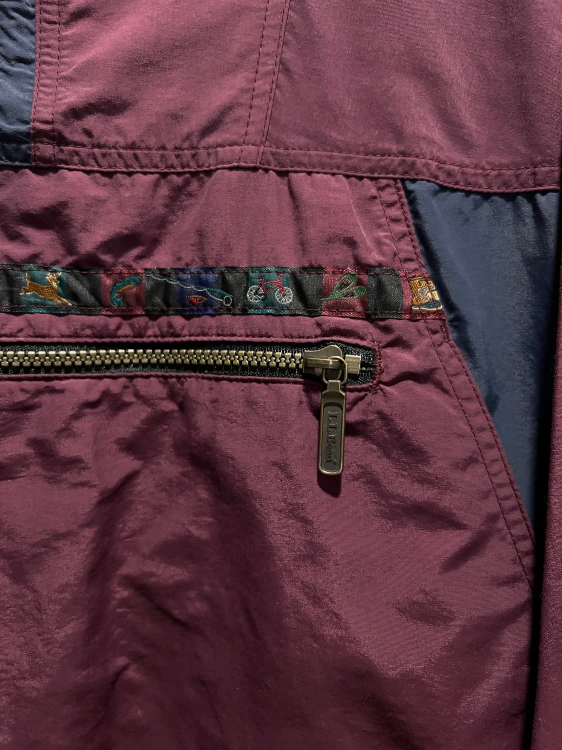 [M]90's L.L.Bean 엘엘빈 버건디 나일론 후드 스목 자켓 상품이미지4