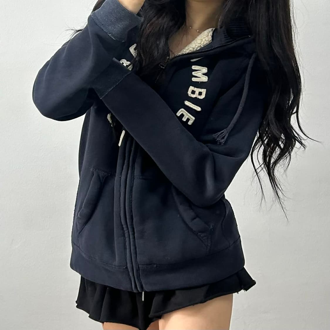 아베크롬비 y2k 울프죠 양털 대대장 스웻 후드집업 희귀져지(M) 상품이미지2