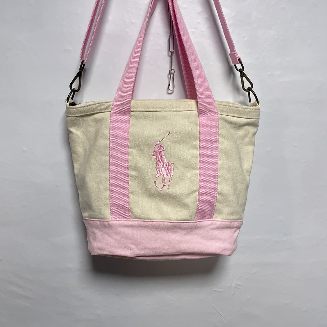 폴로 랄프로렌 캔버스 토트백 핑크 상품이미지1