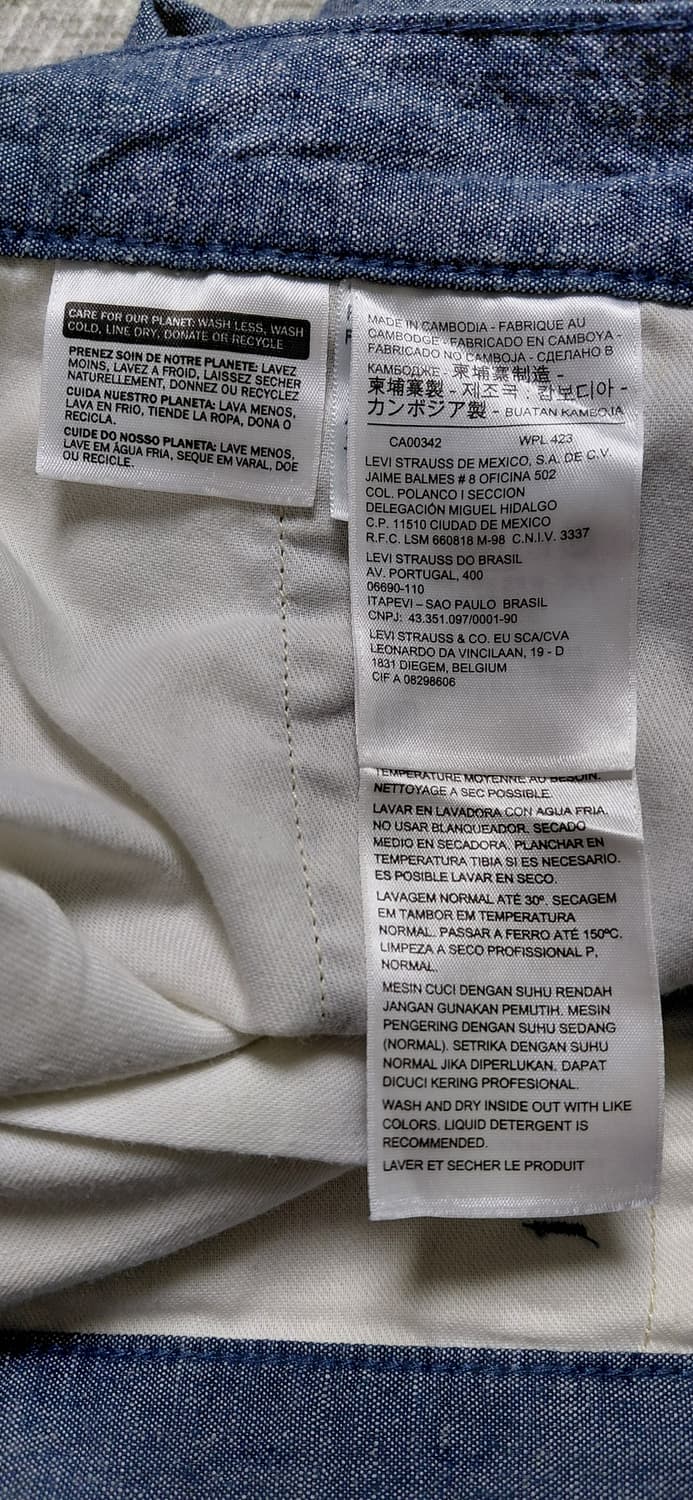 리바이스(Levi's) 샴브레이 치노 반바지 쇼츠 (W36) 상품이미지7
