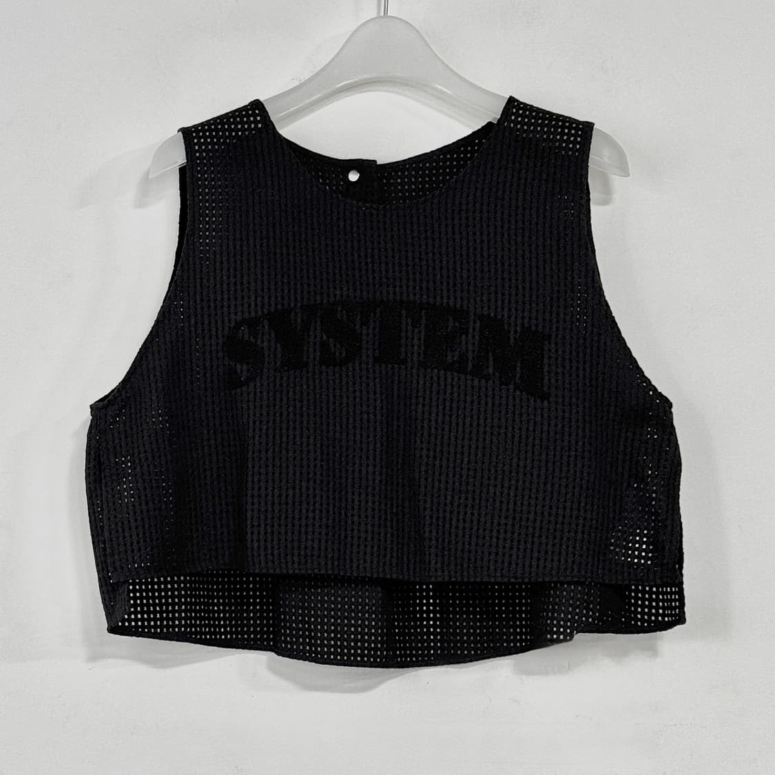 시스템 25 로고 슬리브리스 크로셰 탑 상품이미지1