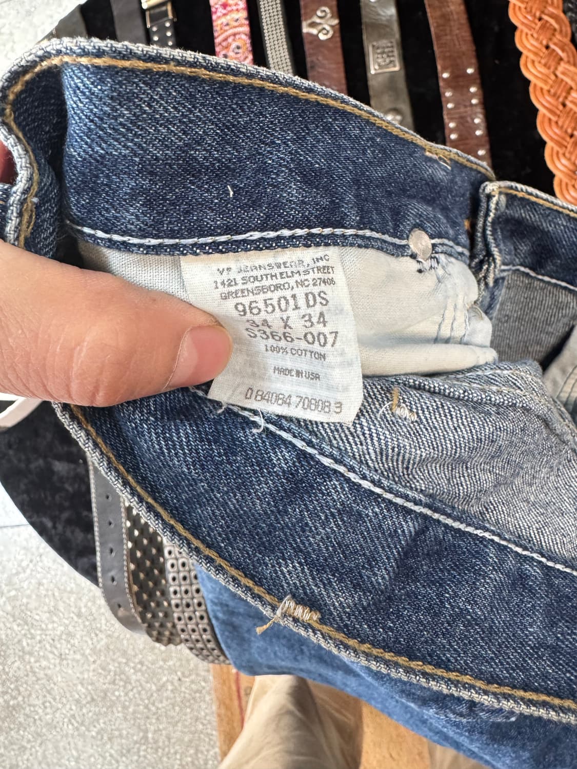 90s 랭글러 빈티지 96501ds 테이퍼드핏 데님 팬츠 34 상품이미지8