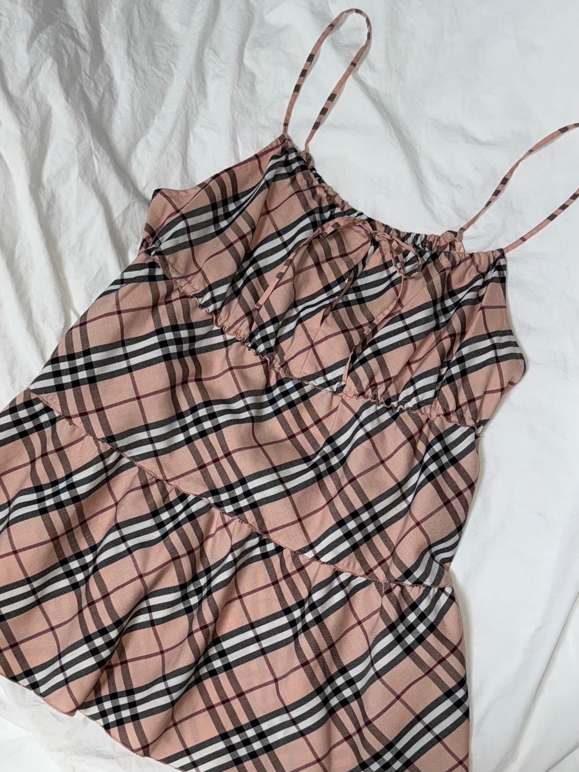버버리 블루라벨 딸기우유 핑크 노바체크 나시 블라우스 상품이미지1