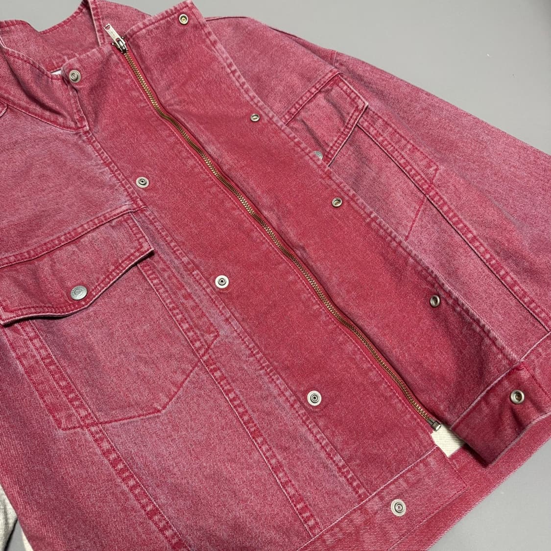 히스테릭글래머 24SS 워시드 핑크컬러 스웨트 데님 리메이크 집업 자켓 상품이미지5