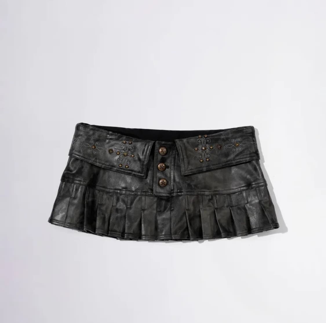 Western Faux Leather Micro Skirt Black 상품이미지1