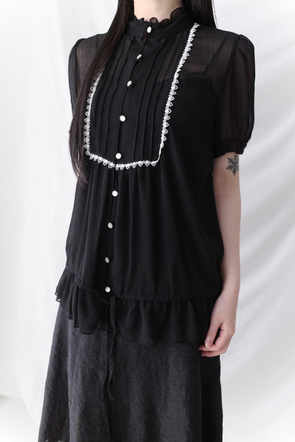 lace see-through half blouse 상품이미지6