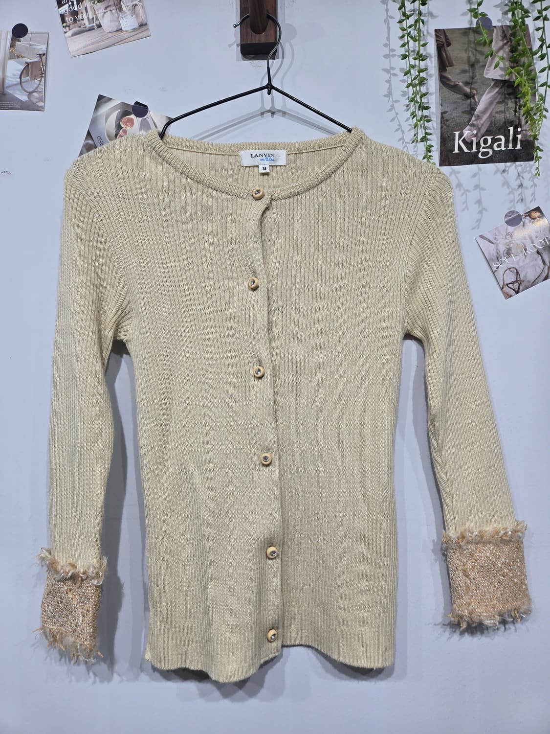 랑방 골지 니트 가디건 아이보리 여성 상품이미지3