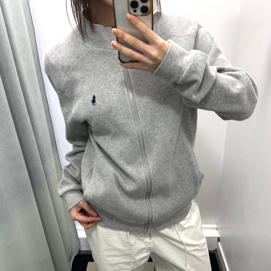 폴로 그레이 커스텀핏 스웻집업 상품이미지1