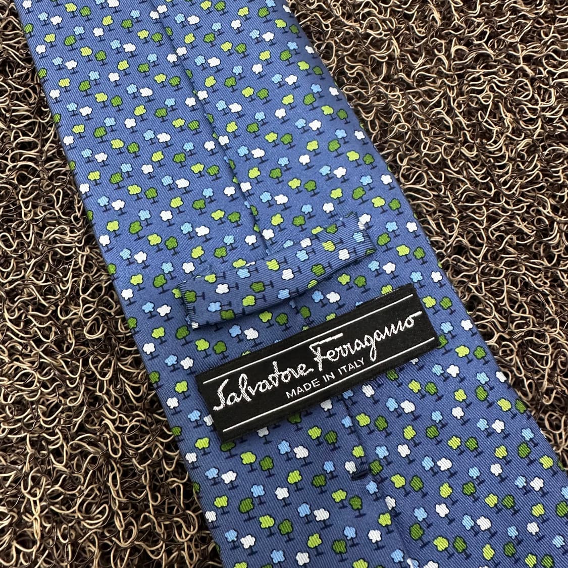 페라가모 실크 넥타이 블루 패턴 상품이미지7