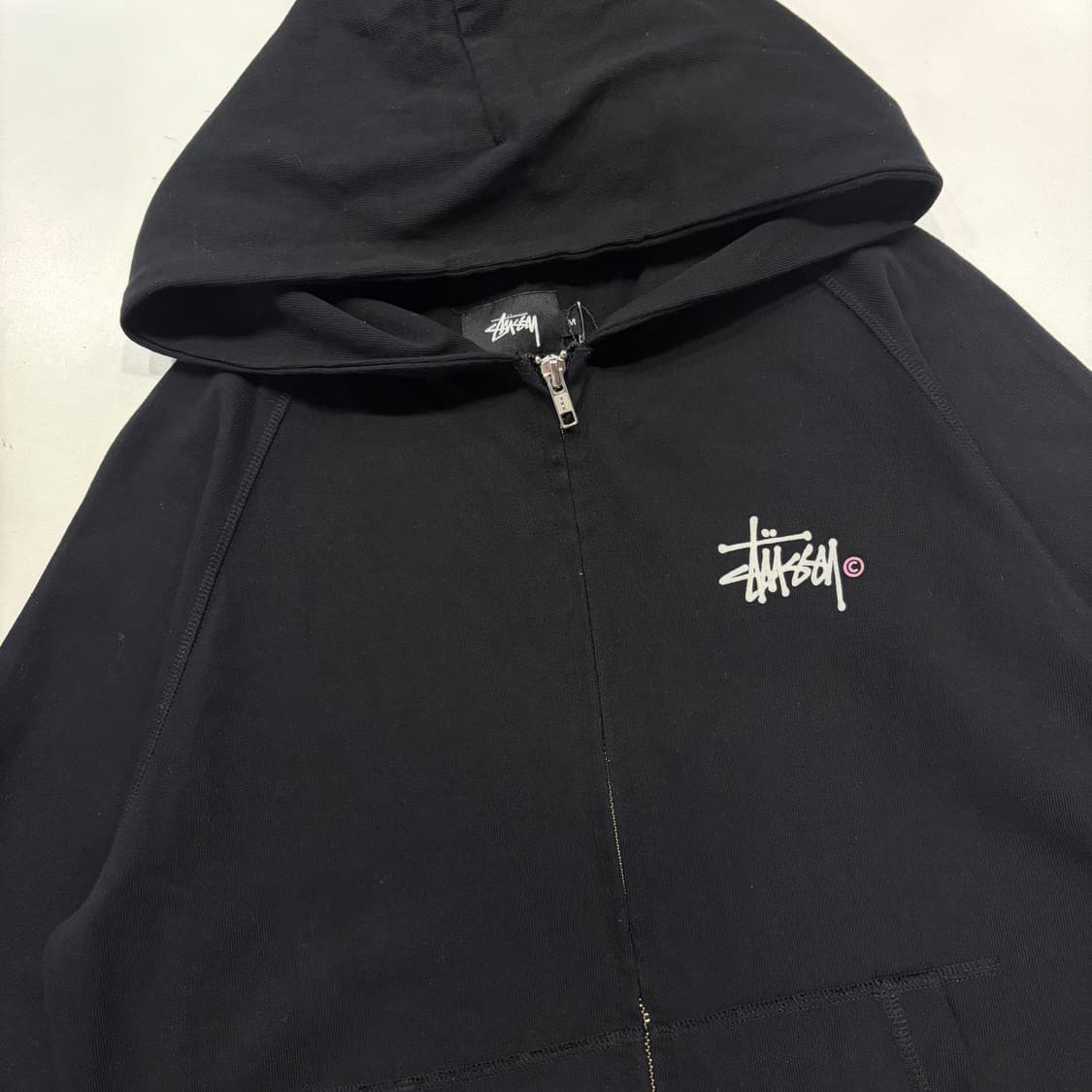 [M] 스투시 재팬 블랙 빅로고 후드집업 백로고 B343 상품이미지3