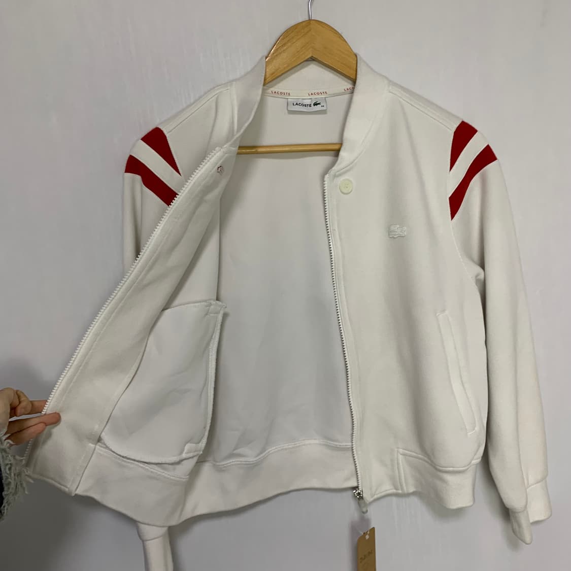 라코스테 아이보리 봄버 자켓 져지 트레이닝 빈티지 여성 34 사이즈 상품이미지4