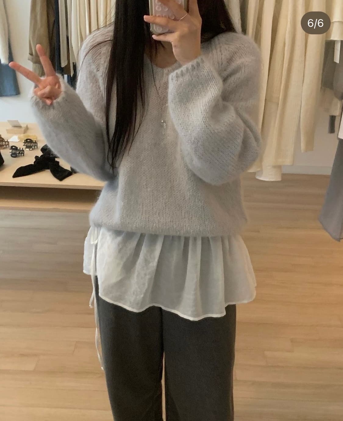 (최종가격/새상품)누아누아 키드모헤어 브이 니트 상품이미지4