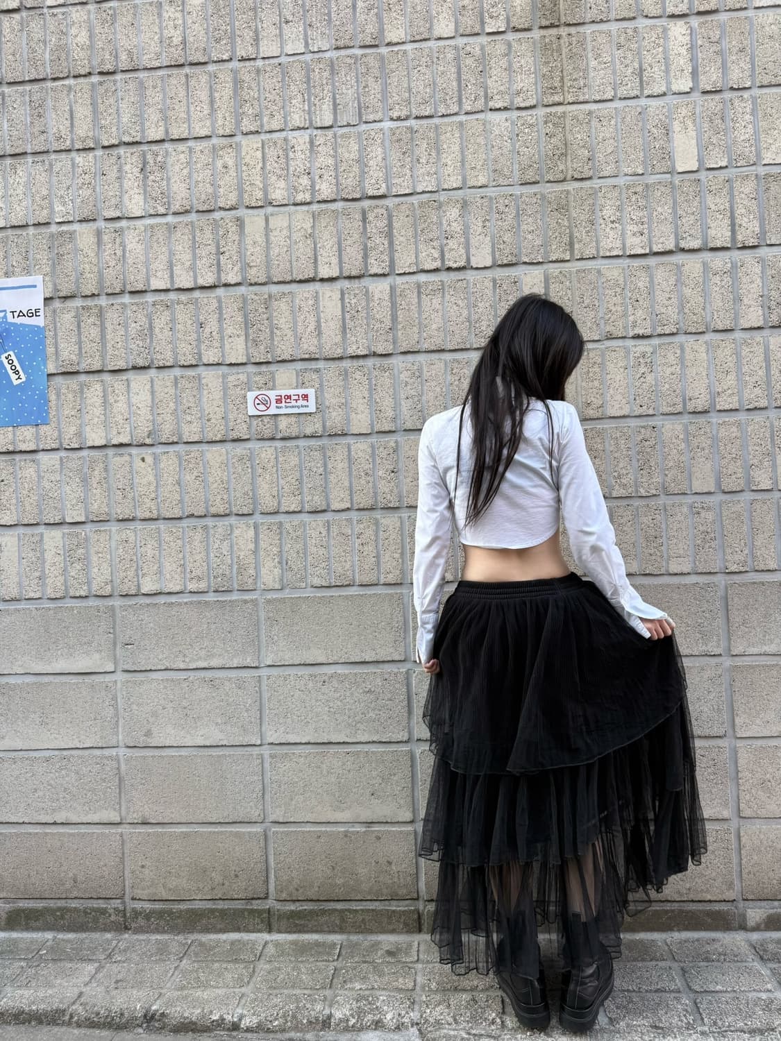 시스루 베이스 티어드 밴딩 롱 스커트 상품이미지6