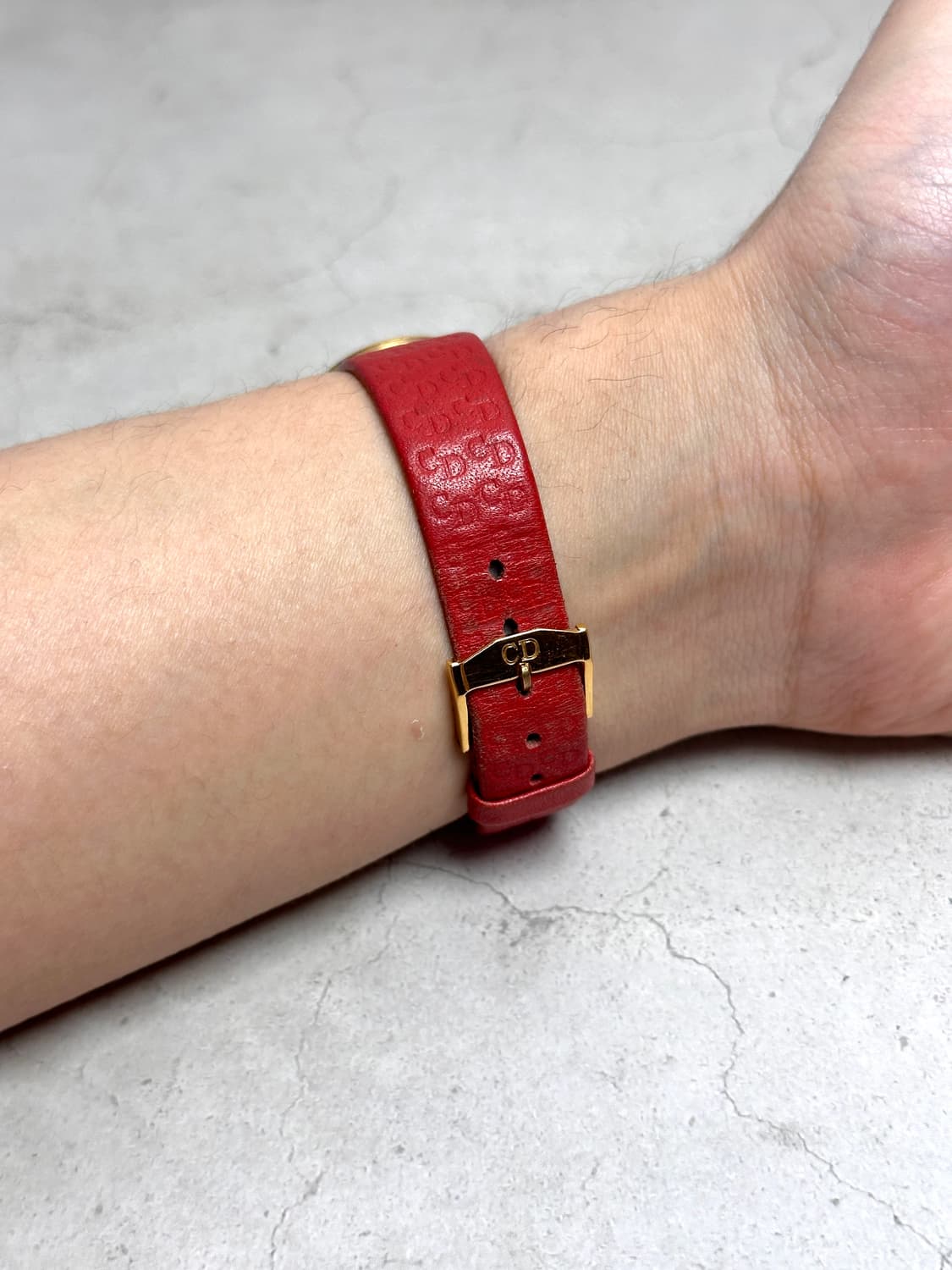 남녀공용 크리스찬 디올 빈티지 레드 레더 워치 33mm 상품이미지8