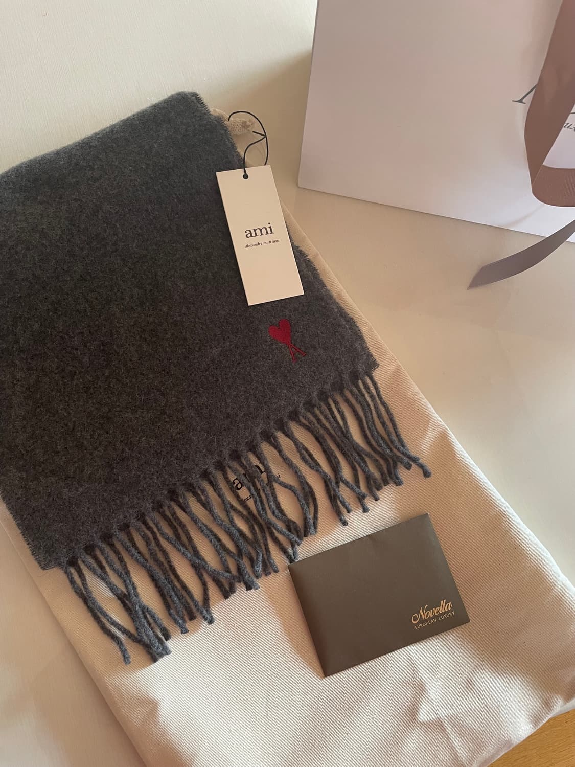 (아미 AMI) 목도리 머플러, 그레이 상품이미지4