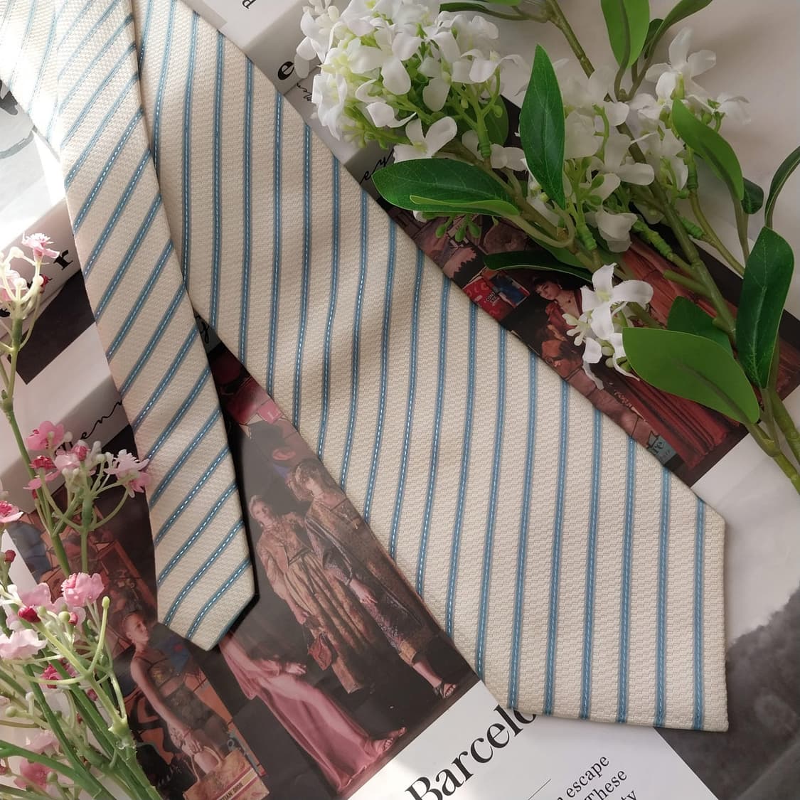 아쿠아스큐텀 실크 스트라이프 넥타이 9.6cm A+~A등급 K1514
 상품이미지3