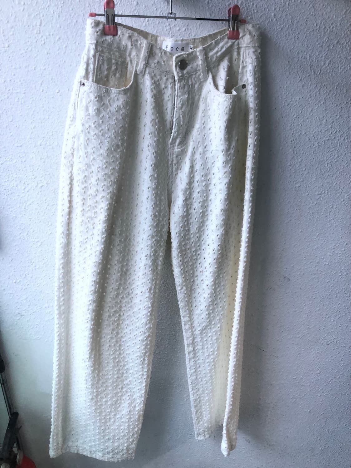 펑처 아이보리 와이드 팬츠  상품이미지2