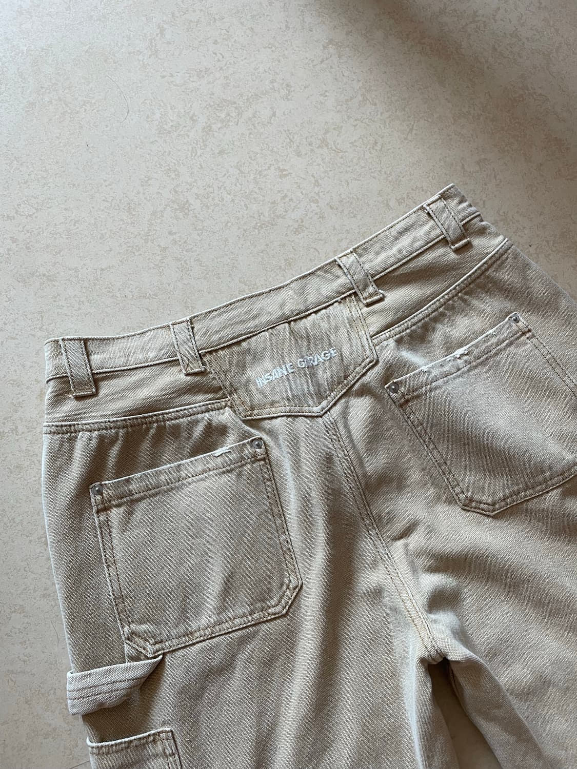 인세인개러지 더블니 워크팬츠 베이지 상품이미지2