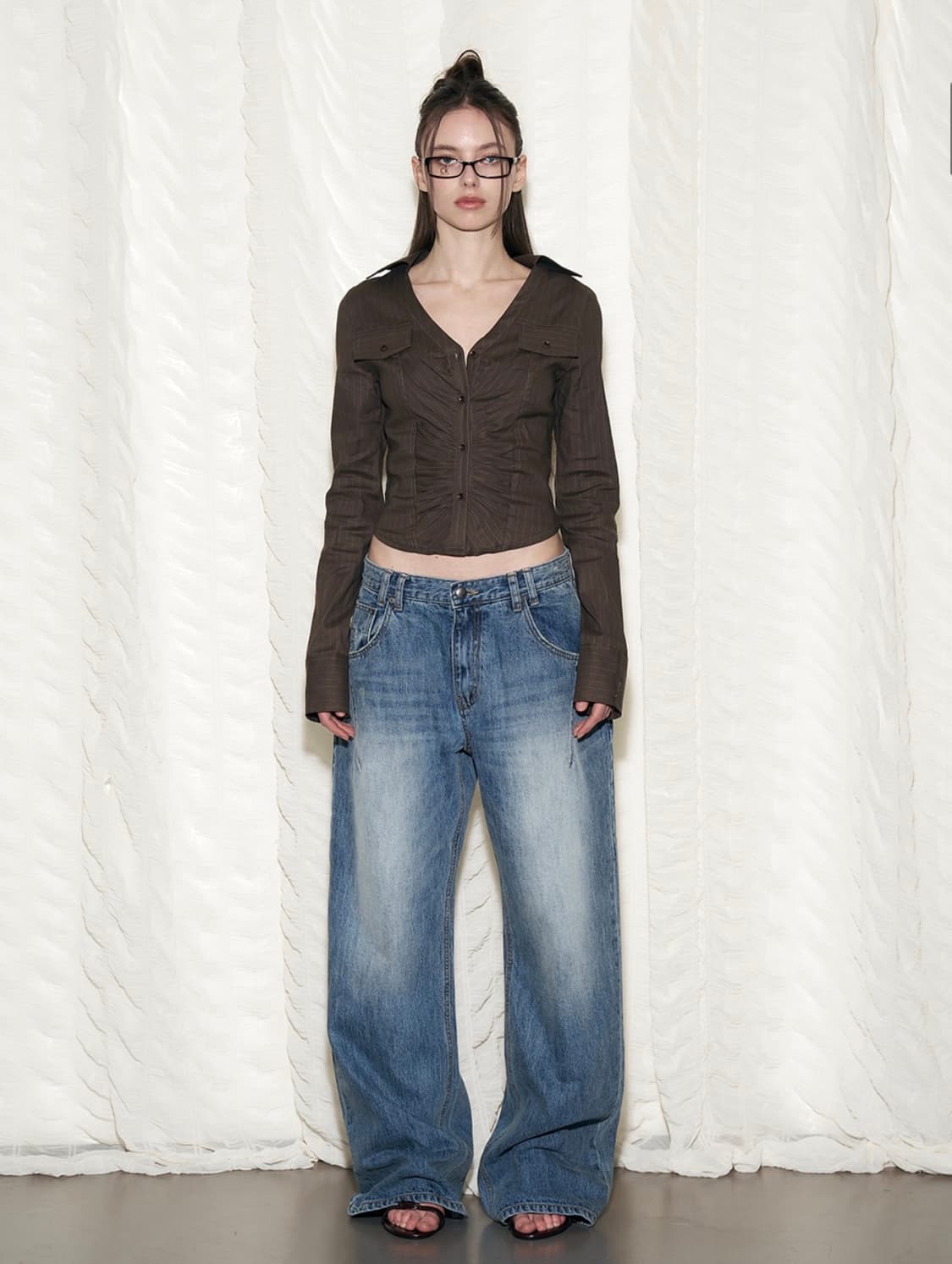 플리즈노팔로우 25Damaged Washing Wide Denim 상품이미지4