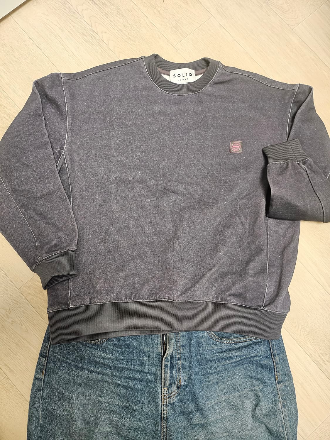 솔리드옴므 워싱 맨투맨 티셔츠 48(105) 상품이미지1